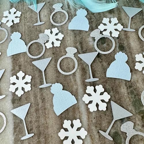 Schneeflocken-Tischkonfetti, Schneeflocke, Glas, Diamant-Ring-Konfetti für Winter, Onederland, Weihnachten, Frozen, Geburtstag, Hochzeit, Brautparty, Partyzubehör, 100 Stück von QPARTYFIRE