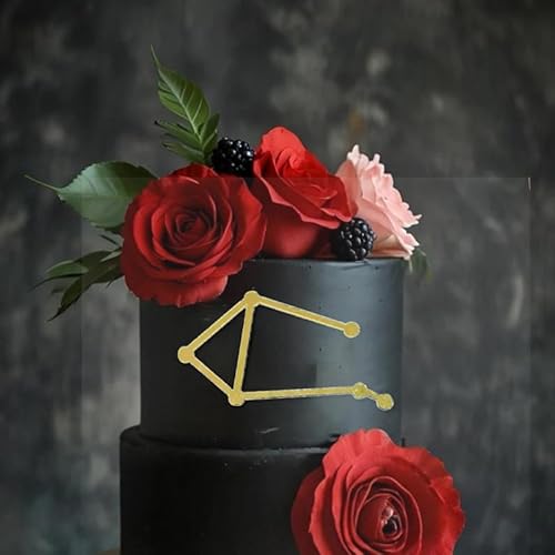 Tortenaufsatz, Motiv: Waage, Acryl, Gold, 12 Sternbilder, September, Oktober, Geburtstag, Kuchendekoration, Horoskop, Astrologie, Geburtstagsparty-Zubehör von QPARTYFIRE