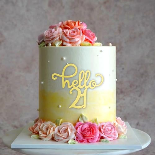 Tortenaufsatz "Hello 53.3 cm, Acryl, 21. Geburtstag, Party-Dekoration von QPARTYFIRE
