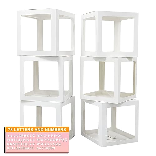 QPEY Verdickte 6 Stück Babyparty-Boxen mit 78 Buchstaben, Babyblöcke für Babyparty, transparente Ballonboxen für Babyparty und Geburtstagsparty, Abschlussballboxen (6 Boxen) von QPEY