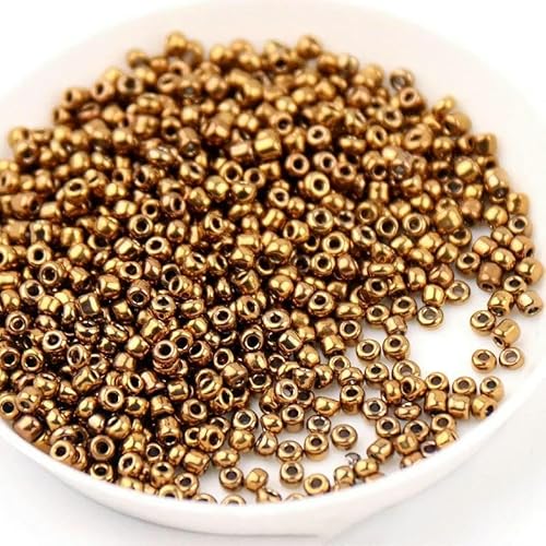 1,5 mm, 2 mm, 3,0 mm, 4,0 mm, Vintage-Metallic-Glasperlen, 15/0, 12/0, 8/0, 6/0, Rocailles-Perlen für Handarbeiten, Schmuckherstellung, DIY, handgefertigtes Nähen, 7–5 g, 3,0 mm, 180 St von QPFNEI