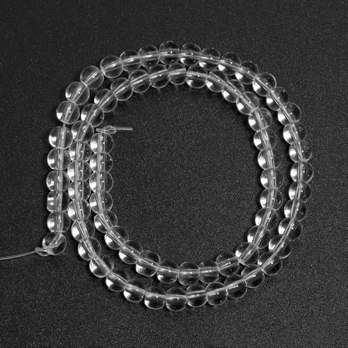 1 Strang transparente Glasperlen, weiß, klar, runde Perlen zur Schmuckherstellung,DIY-Armband,Halskettenanhänger, 4/6/8/10/12 mm – 6 mm (ca. 60 Stück) von QPFNEI