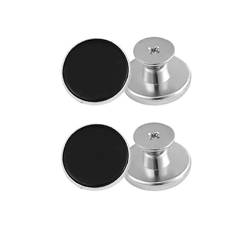 10/2 Stück Ersatz-Jeansknöpfe, 17 mm, nähfrei, abnehmbarer Jeansknopf aus Metall mit Reparatur-Kombi-Gewindenieten und Schraubendrehern, 2 Stück (schwarz) von QPFNEI