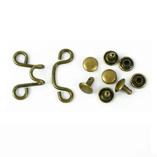 10/20 Sets 27 x 28/32 x 28 mm Metallnieten, gehäkelte Gürtelschnalle, Knopf zum Anpassen der Taille von Jeans, abnehmbare Haken, Hardware-Zubehör, Bronze, 27 x 28 m von QPFNEI