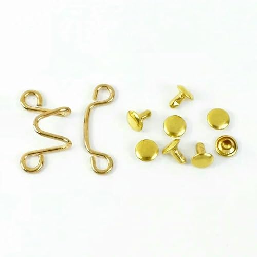 10/20 Sets 27 x 28/32 x 28 mm Metallnieten, gehäkelte Gürtelschnalle, Knopf zum Anpassen der Taille von Jeans, abnehmbare Haken, Hardware-Zubehör, Gold, 32 x 28 mm, von QPFNEI