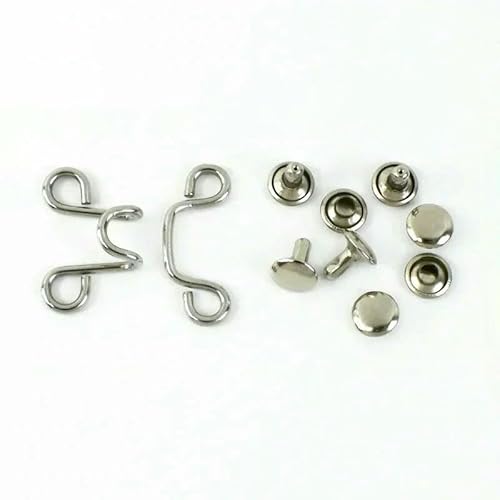 10/20 Sets 27 x 28/32 x 28 mm Metallnieten, gehäkelte Gürtelschnalle, Knopf zum Anpassen der Taille von Jeans, abnehmbare Haken, Hardware-Zubehör, Silber, 27 x 28 m 10/20 Sets 27 x 28/32 x 28 mm Metallnieten, gehäkelte Gürtelschnalle, Knopf zum Anpassen der Taille von Jeans, abnehmbare Haken, Hardware-Zubehör, Silber, 27 x 28 m von QPFNEI