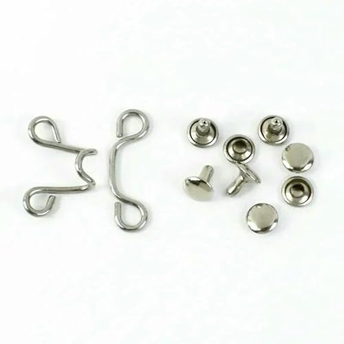 10/20 Sets 27 x 28/32 x 28 mm Metallnieten, gehäkelte Gürtelschnalle, Knopf zum Anpassen der Taille von Jeans, abnehmbare Haken, Hardware-Zubehör, Silber, 32 x 28 m von QPFNEI