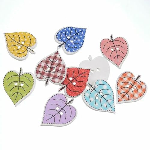 10/50 Stück Blumen-Holzknöpfe mit 2 Löchern für Scrapbooking, Basteln, DIY, Baby, Kinder, Kleidung, Nähzubehör, Knopfdekoration, 6, 24 x 19 mm, 50 Stück von QPFNEI