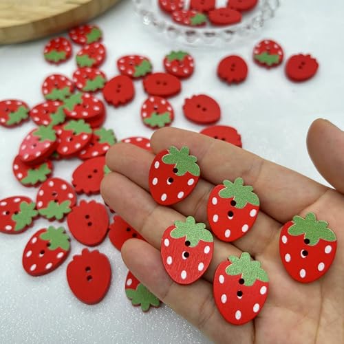10/50 Stück Erdbeer-Holzknöpfe zum Aufnähen, rosa-rot, gefärbte Holzkleidungsdekoration, handgefertigte Scrapbook-Boutons, 10 Stück, rot 10/50 Stück Erdbeer-Holzknöpfe zum Aufnähen, rosa-rot, gefärbte Holzkleidungsdekoration, handgefertigte Scrapbook-Boutons, 10 Stück, rot von QPFNEI