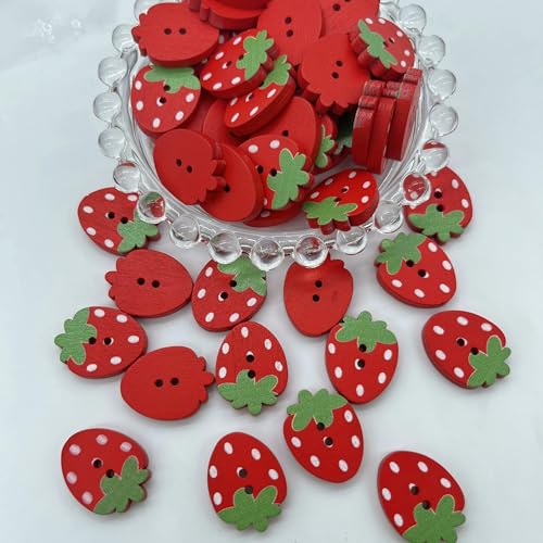 10/50 Stück Erdbeer-Holzknöpfe zum Aufnähen, rosa-rot, gefärbte Holzkleidungsdekoration, handgefertigte Scrapbook-Boutons, 50 Stück, rot 10/50 Stück Erdbeer-Holzknöpfe zum Aufnähen, rosa-rot, gefärbte Holzkleidungsdekoration, handgefertigte Scrapbook-Boutons, 50 Stück, rot von QPFNEI