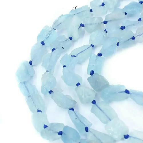 10–12 mm natürlicher blauer Aquamarin-Stein, lose Abstandshalter, Edelstein, Schmuckherstellung, DIY-Armband, Charms, Zubehör, Perlen, 38,1 cm, Standard von QPFNEI