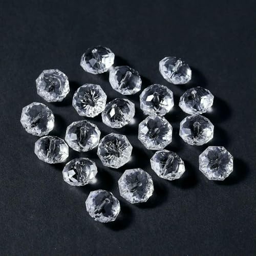 10–300 Stück 4–16 mm geometrische facettierte Acrylperlen, transparent weiß, lose Abstandsperlen für DIY-Armbänder, Schmuckherstellung,Zubehör – flach, rund – 6 mm x 200 Stück von QPFNEI
