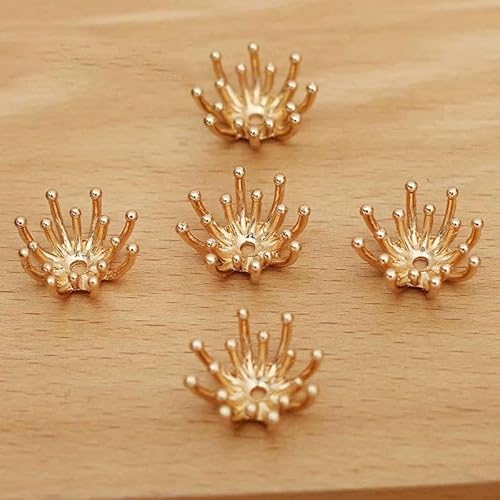 10–50 Stück, 20 mm, Blumen-Filigranperlenkappen, Blütenblattanhänger, Charms, Staubblätter, Perlenkappen, Basis für Hochzeit, Haarschmuckherstellung, DIY-20 mm-KC Gold-10 Stück von QPFNEI