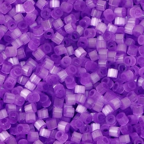 10 Gramm Glasperlen, mehrfarbig, zylinderförmig, Katzenaugen-Imitation, lose Abstandsperlen, DIY-Halskettenschmuck, ca. 2,5 mm Durchmesser, Dunkelviolett von QPFNEI