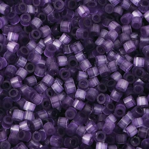10 Gramm Glasperlen, mehrfarbig, zylinderförmig, Katzenaugen-Imitation, lose Abstandsperlen, DIY-Halskettenschmuck, ca. 2,5 mm Durchmesser, Dunkelviolett1 von QPFNEI