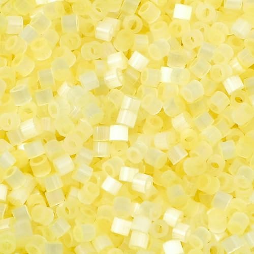 10 Gramm Glasperlen, mehrfarbig, zylinderförmig, Katzenaugen-Imitation, lose Abstandsperlen, DIY-Halskettenschmuck, ca. 2,5 mm Durchmesser, Zitronengelb von QPFNEI