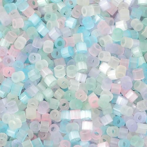 10 Gramm Glasperlen, mehrfarbig, zylinderförmig, Katzenaugen-Imitation, lose Abstandsperlen, DIY-Halskettenschmuck, ca. 2,5 mm Durchmesser, mehrfarbig1 von QPFNEI