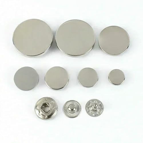 10 Sets 10/12/15/18/20/25 mm Metall-Druckknöpfe, Jeanstasche, dekorative Schnalle, DIY-Kleidungsstück, Nähknopf, Bastelzubehör, D3-8, Silber, 15 mm von QPFNEI