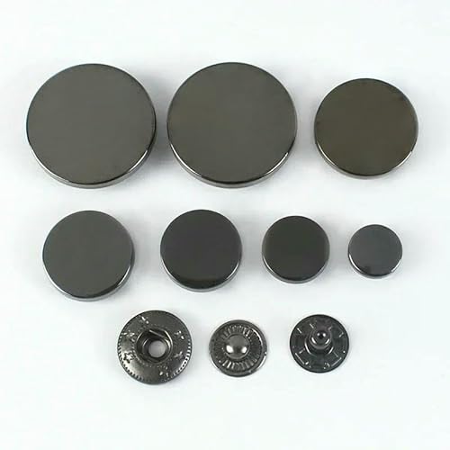 10 Sets 10/12/15/18/20/25 mm Metall-Druckknöpfe für Jeans, Taschen, dekorative Schnalle, DIY-Kleidungsstück, Nähknopf, Bastelzubehör, D3-8, GunBlack-18 mm von QPFNEI