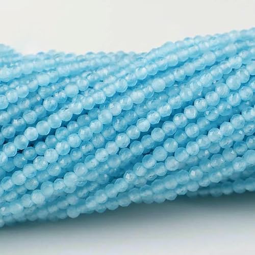 10 Stränge/Los Neue Katzenaugen-Kristallperlen, facettierte lose Glasperlen zur Schmuckherstellung, DIY-Armband, Halskette, Ohrringe, Eisblau, 2 mm (1750 Stück) von QPFNEI