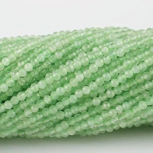 10 Stränge/Los Neue Katzenaugen-Kristallperlen, facettierte lose Glasperlen zur Schmuckherstellung, DIY-Armband, Halskette, Ohrringe, Seeschaumgrün, 2 mm (1750 Stück) von QPFNEI