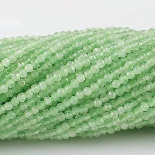 10 Stränge/Los Neue Katzenaugen-Kristallperlen, facettierte lose Glasperlen zur Schmuckherstellung, DIY-Armband, Halskette, Ohrringe, Seeschaumgrün, 2 mm (1750 Stück) von QPFNEI