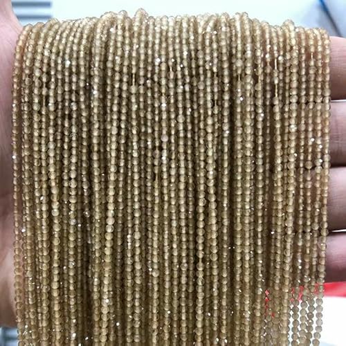 10 Stränge/Los Neue Katzenaugen-Kristallperlen, facettierte lose Glasperlen zur Schmuckherstellung, DIY-Armband, Halskette, Ohrringe, hellgolden, 2 mm (1750 Stück) von QPFNEI