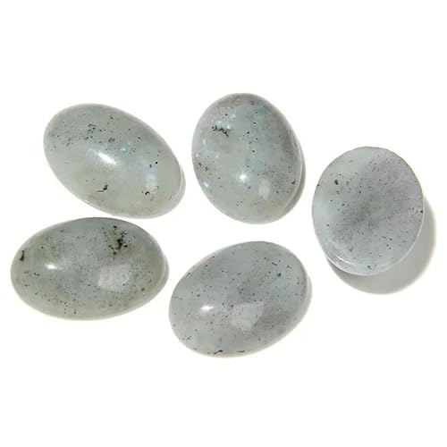 10 Stück/Los Naturstein-Cabochon-Perlen, Achate, Malachit, Heilung, ovale Cabochon-Steinperle für DIY-Ringe, handgefertigten Schmuck – 1. Labradorit – 18 x 25 mm von QPFNEI