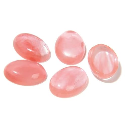 10 Stück/Los Naturstein-Cabochon-Perlen, Achate, Malachit, Heilung, ovale Cabochon-Steinperle für DIY-Ringe, handgefertigten Schmuck – 16. Wassermelonenstein – 10 x 14,0 mm von QPFNEI
