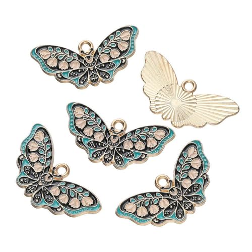 10 Stück/Los Tropfen Öl Legierung Metall Schmetterling Charms Tier Anhänger für DIY Armband Halskette Schmuckherstellung Zubehör-Stil 07-5 Stück von QPFNEI