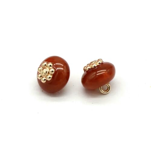 10 Stück 10 mm Vintage-Blumenperlenknöpfe für Kleidung, Damenhemd, Kleid, Manschettenkragen, DIY-Bastelarbeiten, handgefertigte Dekorationen, Braun, 10 mm, 10 Stück von QPFNEI