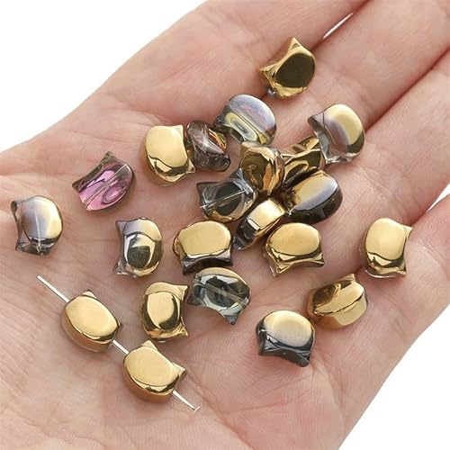10 Stück 10 x 8 mm bunte Glasperlen, Katzenkopf-Perlen, Charm für Armbänder, Halsketten, Ringe, Schmuckherstellung, DIY-Bastelzubehör, Roségold 10 Stück 10 x 8 mm bunte Glasperlen, Katzenkopf-Perlen, Charm für Armbänder, Halsketten, Ringe, Schmuckherstellung, DIY-Bastelzubehör, Roségold von QPFNEI