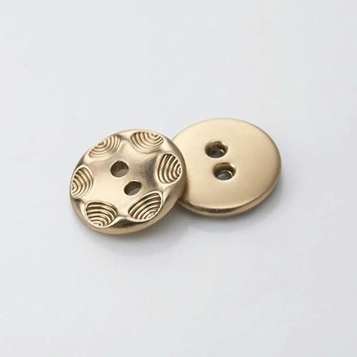 10 Stück 11 mm 2-Loch kleine goldene Metallknöpfe für Kleidung, Hemden, Damenblusen, handgefertigte Dekorationen, DIY-Nähzubehör-Gold-11,5 mm (10 Stück) von QPFNEI