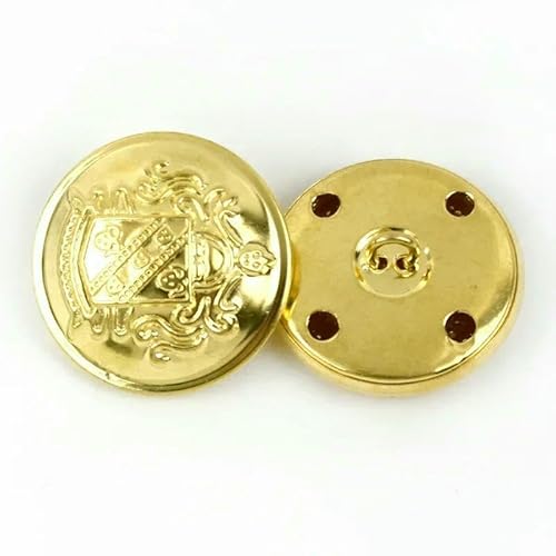 10 Stück 12–30 mm Metallknöpfe für Jacken, Mäntel, Retro-Kupfer-Ösenknopf, Kleidungsdekoration, Schnallenverschluss, DIY-Nähzubehör, B3-13-Gold, 25 mm von QPFNEI