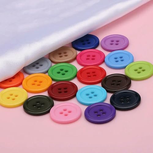 10 Stück 25 mm bunte 4-Loch-Knöpfe für Kinderkleidung, Hemden, runde Harzknöpfe für Handarbeiten, DIY-Nähzubehör, Mix, 20 mm (10 Stück) von QPFNEI