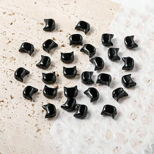 10 Stück 6 x 7 mm Katzenkopf-Glasperlen, süße Lampwork-Perlen, zum Basteln von Armbändern, Halsketten, Ohrringen, Zubehör – hei-7 mm (10 Stück) von QPFNEI