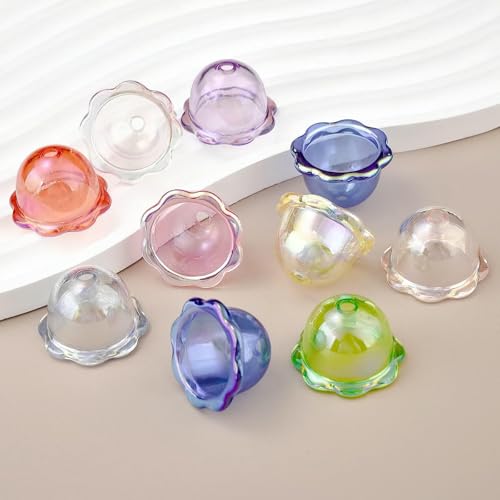 10 Stück Acryl-Perlenkappen mit mehreren Blütenblättern, Charms für DIY, bunte Windglocken-Perlen, Anhänger, Ohrringe, Schmuckherstellung, Zubehör-01 von QPFNEI