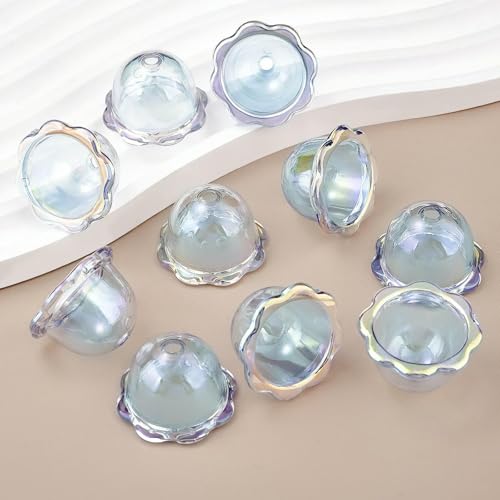 10 Stück Acryl-Perlenkappen mit mehreren Blütenblättern, Charms für DIY, bunte Windglocken-Perlen, Anhänger, Ohrringe, Schmuckherstellung, Zubehör-03 von QPFNEI