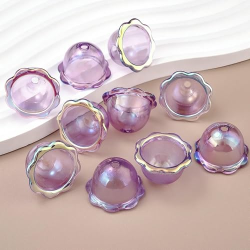 10 Stück Acryl-Perlenkappen mit mehreren Blütenblättern, Charms für DIY, bunte Windglocken-Perlen, Anhänger, Ohrringe, Schmuckherstellung, Zubehör-04 von QPFNEI