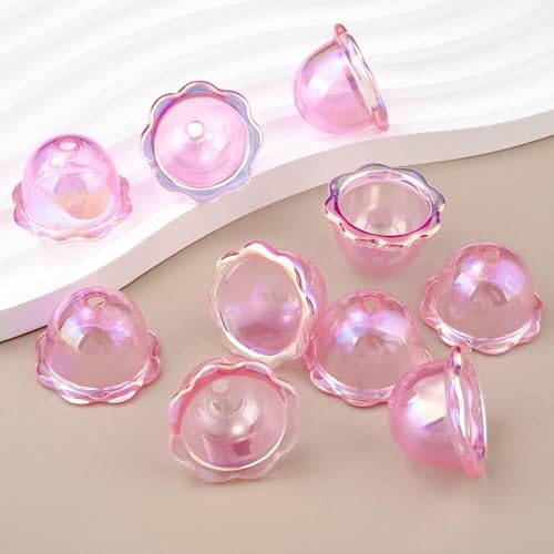 10 Stück Acryl-Perlenkappen mit mehreren Blütenblättern, Charms für DIY, bunte Windglocken-Perlen, Anhänger, Ohrringe, Schmuckherstellung, Zubehör-05 von QPFNEI