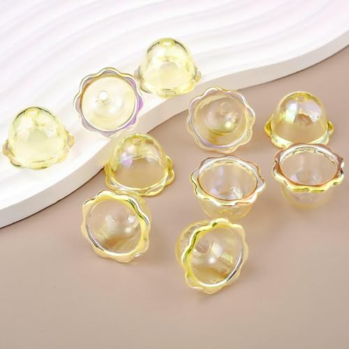 10 Stück Acryl-Perlenkappen mit mehreren Blütenblättern, Charms für DIY, bunte Windglocken-Perlen, Anhänger, Ohrringe, Schmuckherstellung, Zubehör-07 von QPFNEI