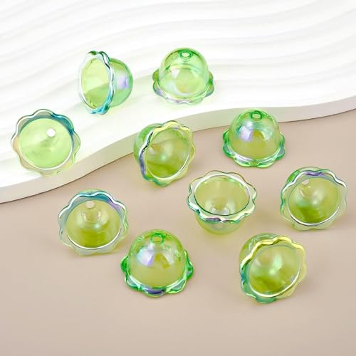 10 Stück Acryl-Perlenkappen mit mehreren Blütenblättern, Charms für DIY, bunte Windglocken-Perlen, Anhänger, Ohrringe, Schmuckherstellung, Zubehör-08 von QPFNEI