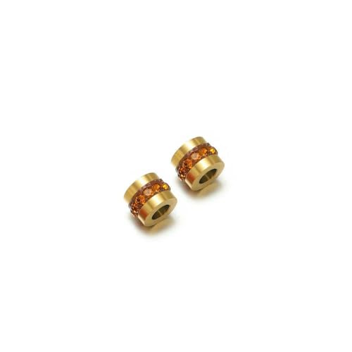 10 Stück Edelstahl-Strassperlen, Abstandshalter, lose Perlen, Charms für die Herstellung von zartem Schmuck, Armbändern und Halsketten, Zubehör – Gold-Orange von QPFNEI