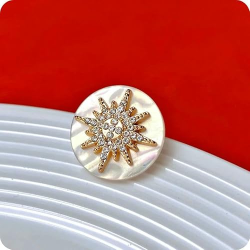 10 Stück Harzknöpfe, modisch, zum Nähen von Kleidung, Mantel, hochwertige Metall-Strasssteine, dekorativer Kreisknopf, DIY-Zubehör, Gold (10 Stück), 25 mm von QPFNEI