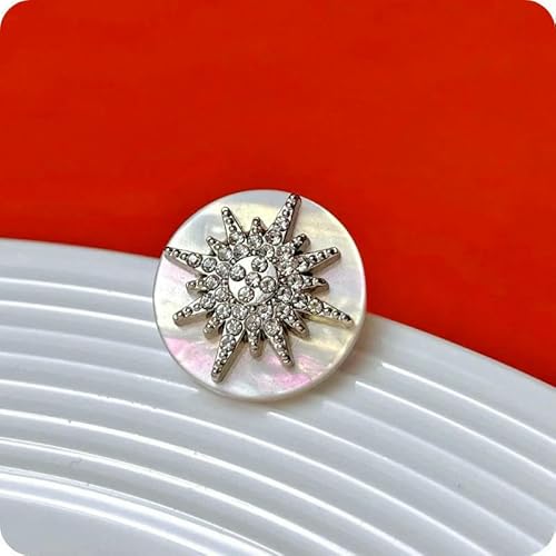 10 Stück Harzknöpfe, modische Nähkleidung, Mäntel, hochwertige Metall-Strasssteine, dekorativer Kreisknopf, DIY-Zubehör, Silber (10 Stück), 20 mm von QPFNEI