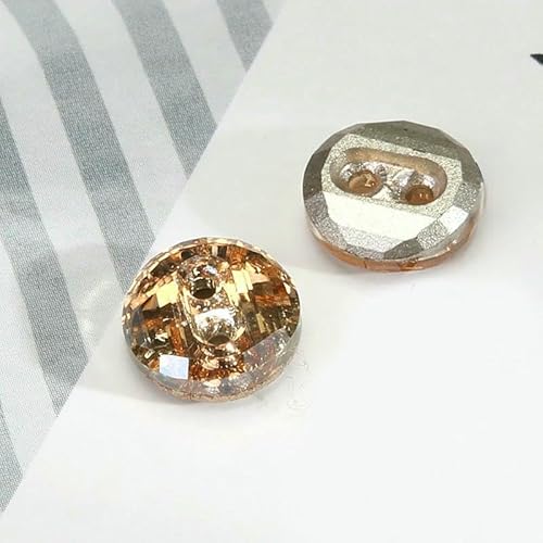 10 Stück Kristall-Diamant-Glasknöpfe für Damenkleidung, Hemden, Dekoration, zwei Löcher, Kleiderknopf, 10 mm, Champagnerfarbe, 10 mm von QPFNEI