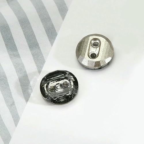 10 Stück Kristall-Diamant-Glasknöpfe für Damenkleidung, Hemden, Dekoration, zwei Löcher, Kleiderknopf, 10 mm, Dunkelgrau, 10 mm von QPFNEI
