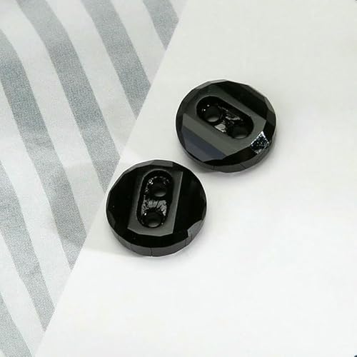 10 Stück Kristall-Diamant-Glasknöpfe für Damenkleidung, Hemden, Dekoration, zwei Löcher, Kleiderknopf, 10 mm, schwarze Farbe, 10 mm von QPFNEI