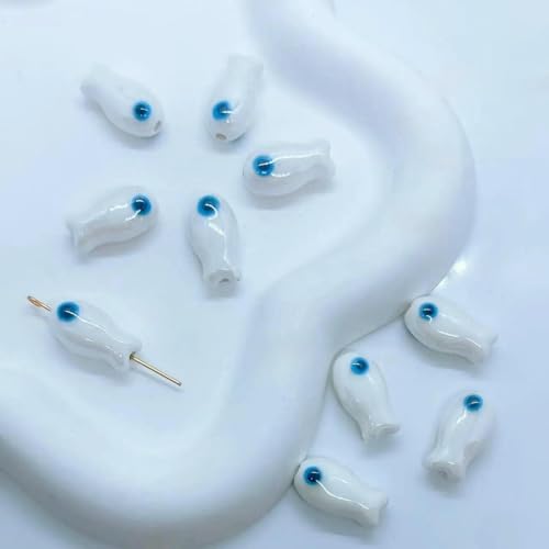10 Stück Retro kleine Fischperlen Charms Keramik Spacer Lose Perlen für Schmuckherstellung DIY Armband Zubehör-13 von QPFNEI