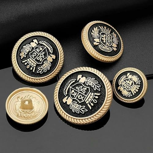 10 Stück Vintage-Metallknöpfe, hochwertiger Anzug, Trenchcoat, Vintage, goldener runder Mantel, dekorative Knöpfe, Zubehör, 5-99-1-23,0 mm von QPFNEI